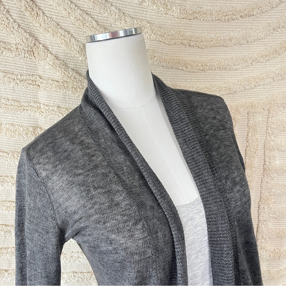 Eileen Fisher Gray Open Front Linen Cardigan - Picture 6 of 8